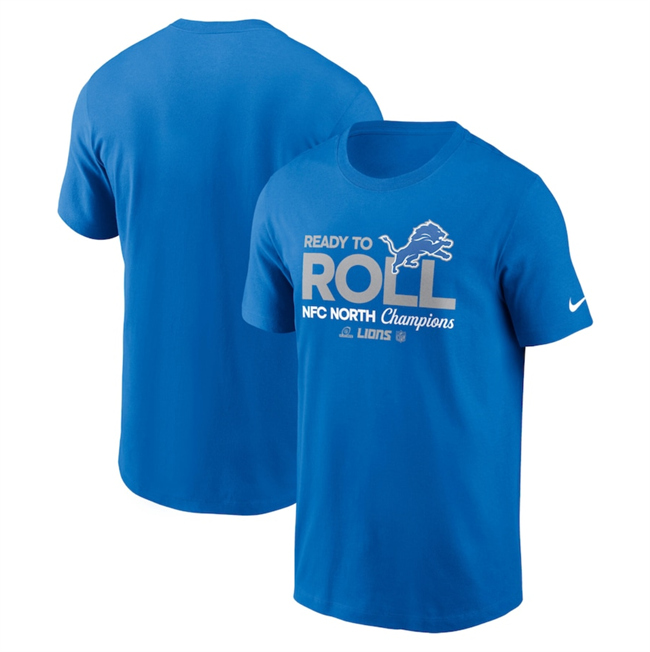Men's Blue Detroit Lions 2024 NFC North Champions Locker Room Trophy Collection T-Shirt